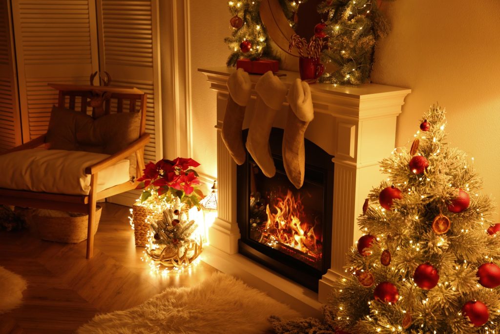 Cosy Christmas Fireplace Flames and Candles